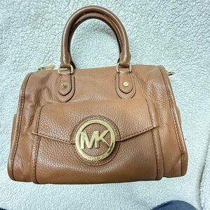 Michael Kors Tan Leather Satchel with Gold Accents